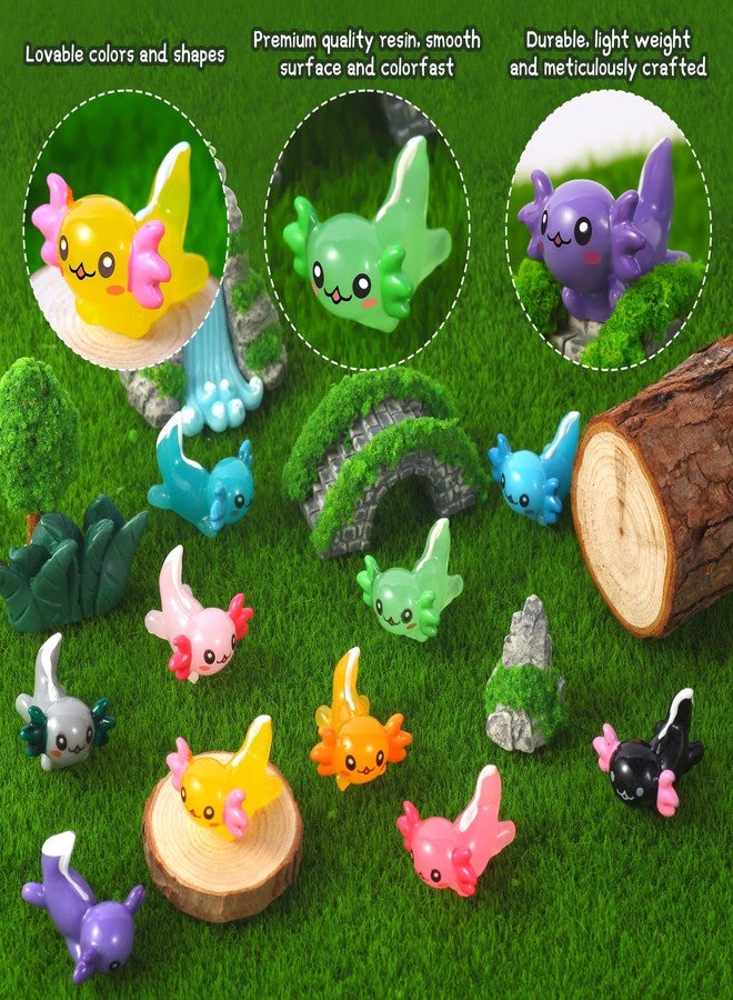 YFDFFSDCY 40 PCS Mini Resin Axolotl 10 Colors Tiny Axolotl Figurines Miniature Axolotl Ornament Charms for Landscape Aquarium Micro Dollhouse Garden Potted Plants Birthday Party Decoration - Image 5